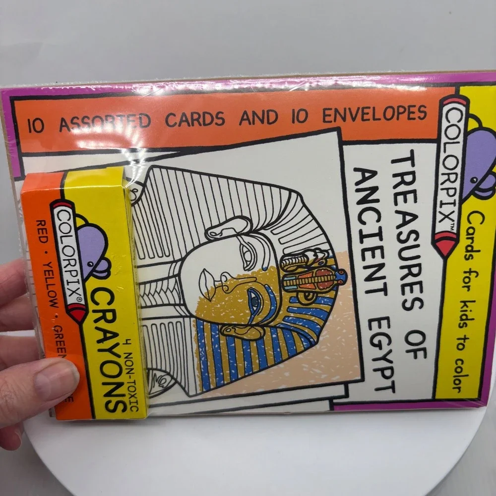 Pharaoh Treasures of‎ Ancient Egypt 10 Coloring Cards Set Envelopes Crayons